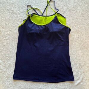 Roxy Navy and LIme Green Tank- Size M